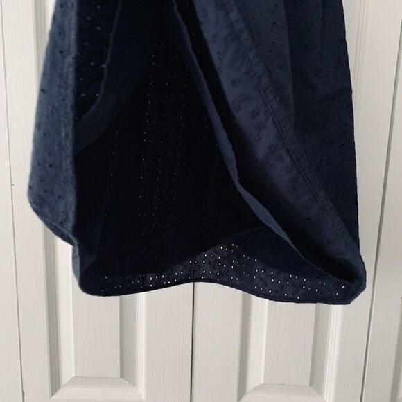 J Crew Dress Women XS Blue Eyelet Tie Front Button Up Preppy Nautical Resortwear - Picture 6 of 11